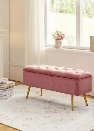 Modern Ottoman Footstool Bench with Storage Compartment