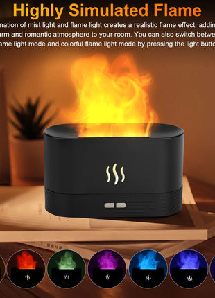 180Ml Flame Air Humidifier Essential Oil Diffuser,  3D USB 7 Color Light Aroma Diffuser for Home, Office, Spa, Gym