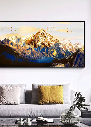 Luxury Sunshine Gold Mountain Canvas Painting Landscape Art Poster and Prints for Living Room Bedroom Hotel Decorative Painting