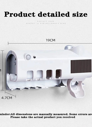 UV Light Sterilizer Toothbrush Holder Cleaner & Automatic Toothpaste Dispenser