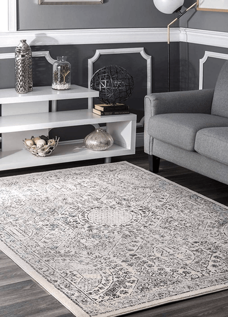 Minta Vintage Distressed Area Rug - 8X10 Feet Grey