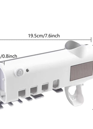 UV Light Sterilizer Toothbrush Holder Cleaner & Automatic Toothpaste Dispenser