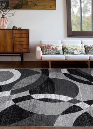 Contemporary Abstract Circles Perfect for High Traffic Areas of Your Living Room,Bedroom,Home Office,Kitchen Area Rug 6'6" X 9' Gray