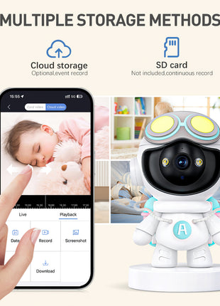 2K Indoor Security Camera for Baby Monitor, Dog Camera with Motion Detection, 2-Way Audio & Night Vision, Wifi Nanny Camera with Safety Alerts, Cloud & SD Card Storage