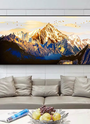 Luxury Sunshine Gold Mountain Canvas Painting Landscape Art Poster and Prints for Living Room Bedroom Hotel Decorative Painting