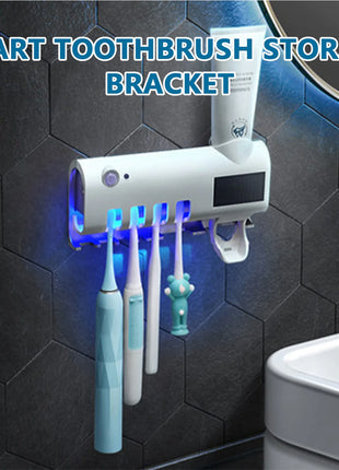 UV Light Sterilizer Toothbrush Holder Cleaner & Automatic Toothpaste Dispenser