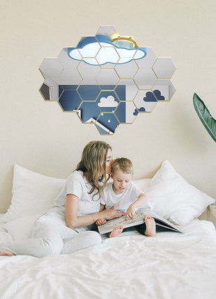 3.4''X4''X2'' Hexagon Mirror Wall Sticker, 24 Pieces Acrylic Mirror Self Adhesive Mirror Tiles, Aesthetic Wall Decor for Bedroom Living Room(Silver)