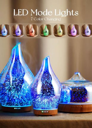 Oil Diffuser 3D Glass Aromatherapy Ultrasonic Humidifier