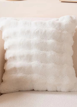 Plush Faux Fur Cozy Cushion Cover White Christmas Supplies Home Decoration for Living Room Sofa Lumbar Pillow Cover 45X45Cm