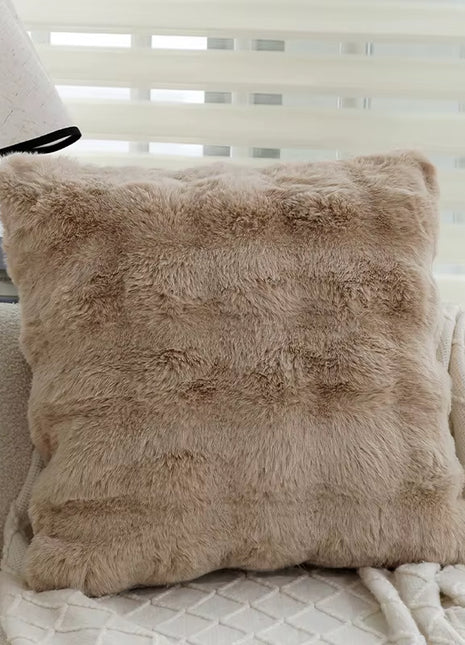 Plush Faux Fur Cozy Cushion Cover White Christmas Supplies Home Decoration for Living Room Sofa Lumbar Pillow Cover 45X45Cm