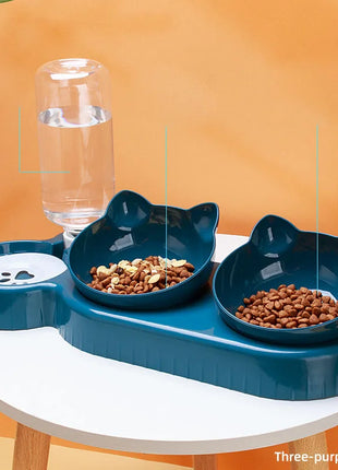 3 in 1 Cat Feeder Automatic Water Dispenser Double Bowl Pet Bowl for Small Dogs Cats Pet Food Container Cat Accessories