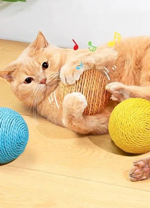 8Cm Cat Scratching Ball Interactive Cat Toys Bite-Resistant Kitten Chasing Ball Pet Sounding Toys for Cats Cat Accessories