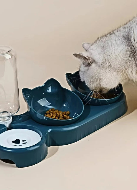 3 in 1 Cat Feeder Automatic Water Dispenser Double Bowl Pet Bowl for Small Dogs Cats Pet Food Container Cat Accessories