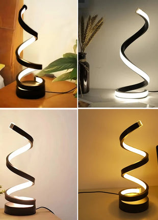 Modern Spiral Table LED Night Light Dimmable Desk Lamp Living Room Nightstand Lamp Bedside Table Study Office Bedroom Decoration