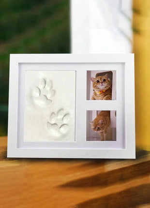 Pet Paw Print Photo Frame Dog Cat Footprints Commemorative Mud Table Photo Frame Baby Hand and Foot Print Photo Frame