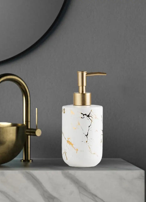 Hand Ceramic Soap Dispenser Marble Pattern Essential Oil Liquid Soap Shampoo Container Pump Bottle for Bathroom Laundry Room