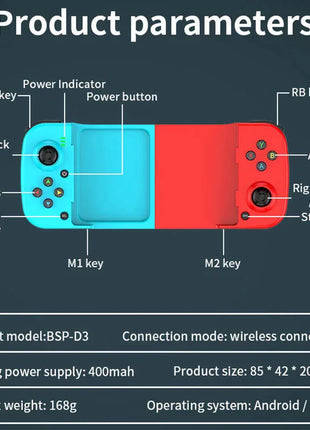 D3 Wireless Stretchable Game Controller Bluetooth 5.0 Mobile Phone Gamepad Controller for Samsung Huawei Xiaomi Android IOS