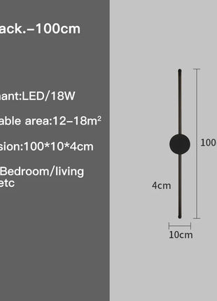 Wall Light Modern Long LED Light Black I-Shaped Wall Lamp Bedroom Living Room Corridor Interior Lighting Home Decor Lighting