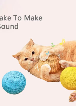 8Cm Cat Scratching Ball Interactive Cat Toys Bite-Resistant Kitten Chasing Ball Pet Sounding Toys for Cats Cat Accessories