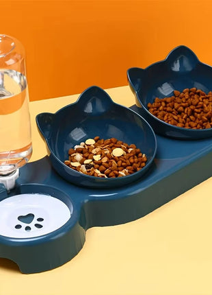 3 in 1 Cat Feeder Automatic Water Dispenser Double Bowl Pet Bowl for Small Dogs Cats Pet Food Container Cat Accessories