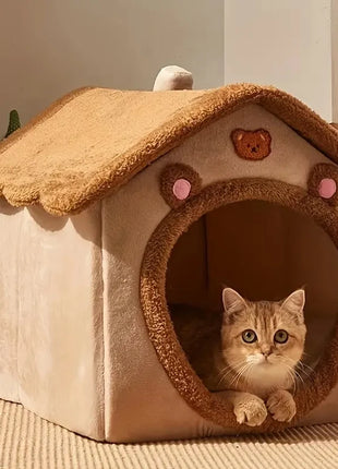 Foldable Pet House Removable Washable Cat House Puppy Cave Sofa Pet Bed House for Extra Small Dogs and Small and Medium Cats