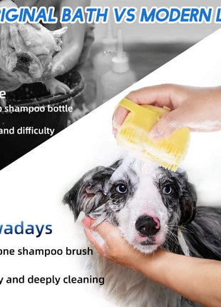 Pet Dog Shampoo Brush 2.7Oz 80Ml Cat Massage Comb Grooming Scrubber for Bathing Short Hair Soft Silicone Rubber