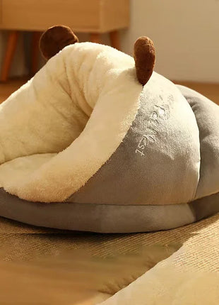 Warm Small Dog Kennel Bed Breathable Dog House Cute Slippers Shaped Dog Bed Cat Sleep Bag Foldable Washable Pet House