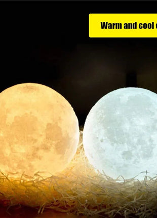 LED Night Light Rechargeable 3D Print Moon Lamp Touch Moon Lamp Children Night Lamp Table Lamp Home Bedroom Decor Birthday Gifts