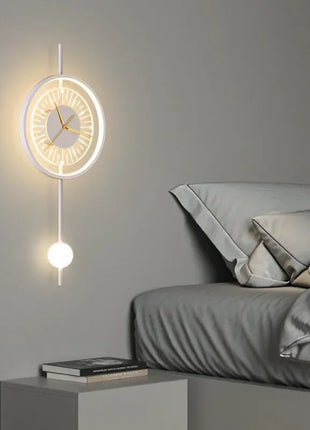 Modern LED Wall Lamp Clock Sconce for Bedroom Bedside Living Dining Room Aisle Porch Corridor Home Decor Lighting Fixture Luster