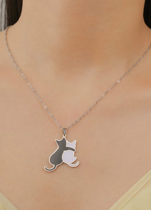 Cuddling Hugging Dog Cat Necklace Stainless Steel Animal Kitten Pet Pendant Necklaces for Women Jewelry Valentine Gift