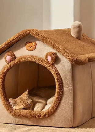 Foldable Pet House Removable Washable Cat House Puppy Cave Sofa Pet Bed House for Extra Small Dogs and Small and Medium Cats