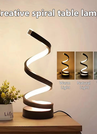 Modern Spiral Table LED Night Light Dimmable Desk Lamp Living Room Nightstand Lamp Bedside Table Study Office Bedroom Decoration