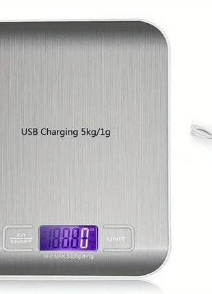 Kitchen Digital Scale Multi-Function Portable Weighing Scale LCD Display USB Charging Electronic Scales Baking Measuring Tools