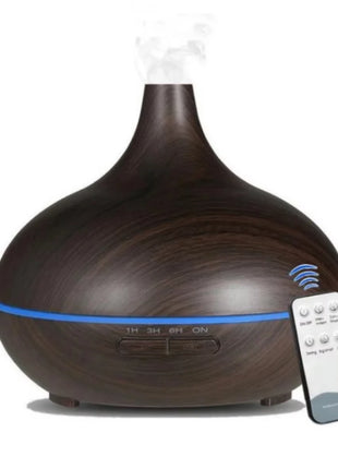 Air Humidifier Aromatherapy Essential Oil Diffuser Wood Grain 500Ml Ultrasonic Remote Control 7 Color Lights for Home Bedroom ﻿