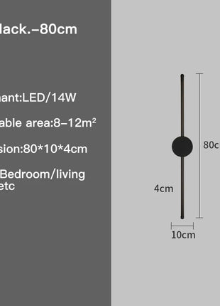 Wall Light Modern Long LED Light Black I-Shaped Wall Lamp Bedroom Living Room Corridor Interior Lighting Home Decor Lighting