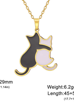 Cuddling Hugging Dog Cat Necklace Stainless Steel Animal Kitten Pet Pendant Necklaces for Women Jewelry Valentine Gift