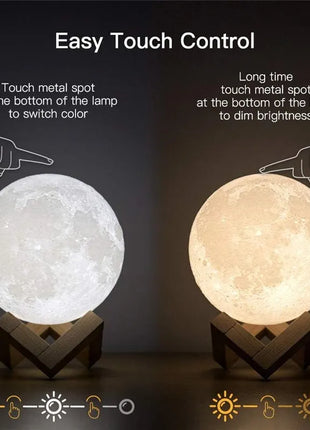 LED Night Light Rechargeable 3D Print Moon Lamp Touch Moon Lamp Children Night Lamp Table Lamp Home Bedroom Decor Birthday Gifts