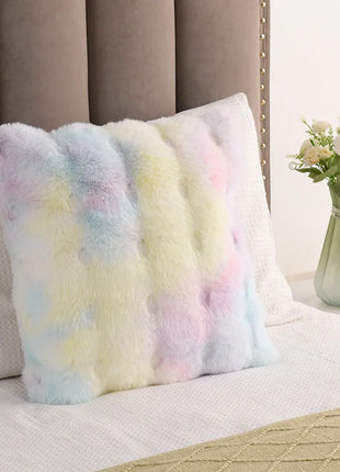 Imitation Rabbit Plush Pillow Living Room Sofa Pillow Bedroom Bay Window Solid Color Cushion Bubble Velvet Bedside Mat