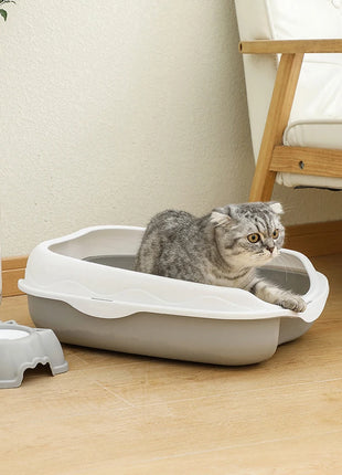 Semi-Enclosed Litter Box Spatter-Proof Cat Toilet Large Kitten Cleaning Supplies Large Cat Poop Bowl Pet Bupplies