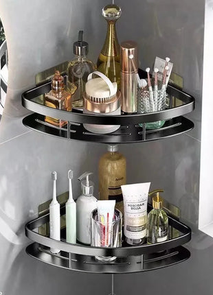 Bathroom Shelf Aluminum Alloy Shampoo Rack Makeup Storage Organizer Shower Shelf Bathroom Accessories No Drill Wall Corner Shelf