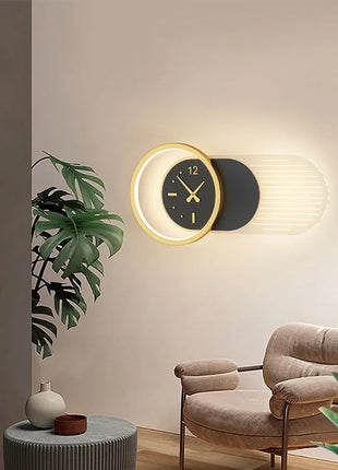 Modern LED Wall Lamp Clock Sconce for Bedroom Bedside Living Dining Room Aisle Porch Corridor Home Decor Lighting Fixture Luster