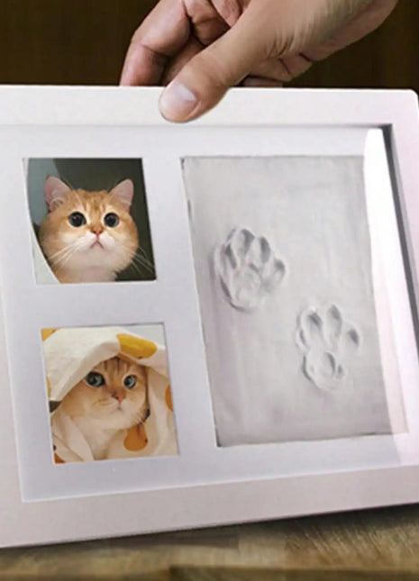 Pet Paw Print Photo Frame Dog Cat Footprints Commemorative Mud Table Photo Frame Baby Hand and Foot Print Photo Frame