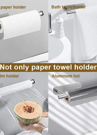 Stainless Steel Paper Towel Holder for Bathroom Kitchen No Punch Wall Mount Tissue Towel Roll Self Adhesive Toilet Storage Rack