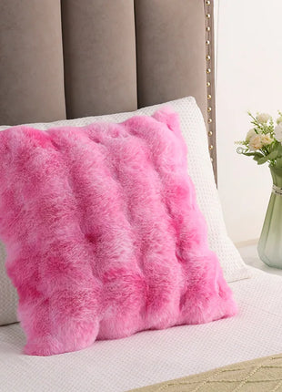 Imitation Rabbit Plush Pillow Living Room Sofa Pillow Bedroom Bay Window Solid Color Cushion Bubble Velvet Bedside Mat