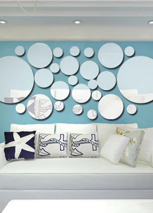 26 Pcs 3D Acrylic Mirror Wall Sticker, round Mirror, DIY Bedroom, Bathroom and TV Background Room Sticker Wall Decoration