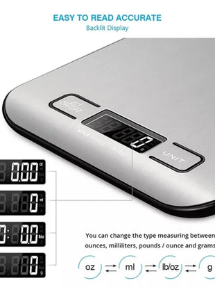 Kitchen Digital Scale Multi-Function Portable Weighing Scale LCD Display USB Charging Electronic Scales Baking Measuring Tools