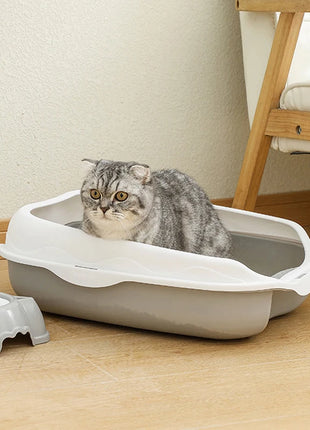 Semi-Enclosed Litter Box Spatter-Proof Cat Toilet Large Kitten Cleaning Supplies Large Cat Poop Bowl Pet Bupplies