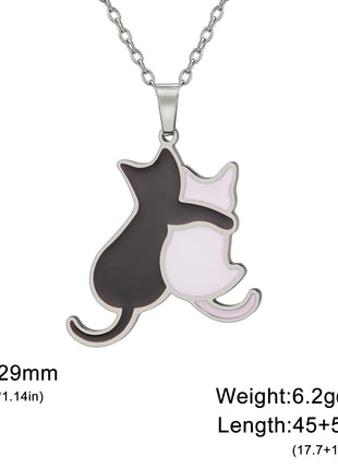 Cuddling Hugging Dog Cat Necklace Stainless Steel Animal Kitten Pet Pendant Necklaces for Women Jewelry Valentine Gift