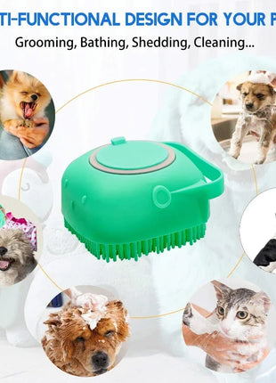 Pet Dog Shampoo Brush 2.7Oz 80Ml Cat Massage Comb Grooming Scrubber for Bathing Short Hair Soft Silicone Rubber