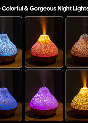 300Ml Volcano Air Humidifier Desktop Electric USB Humidificadore Water Mist Diffuser Purifier Air Freshener with 7 Colors Night